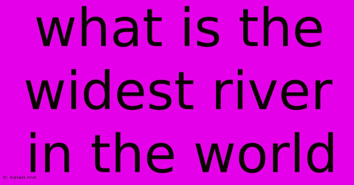 What Is The Widest River In The World