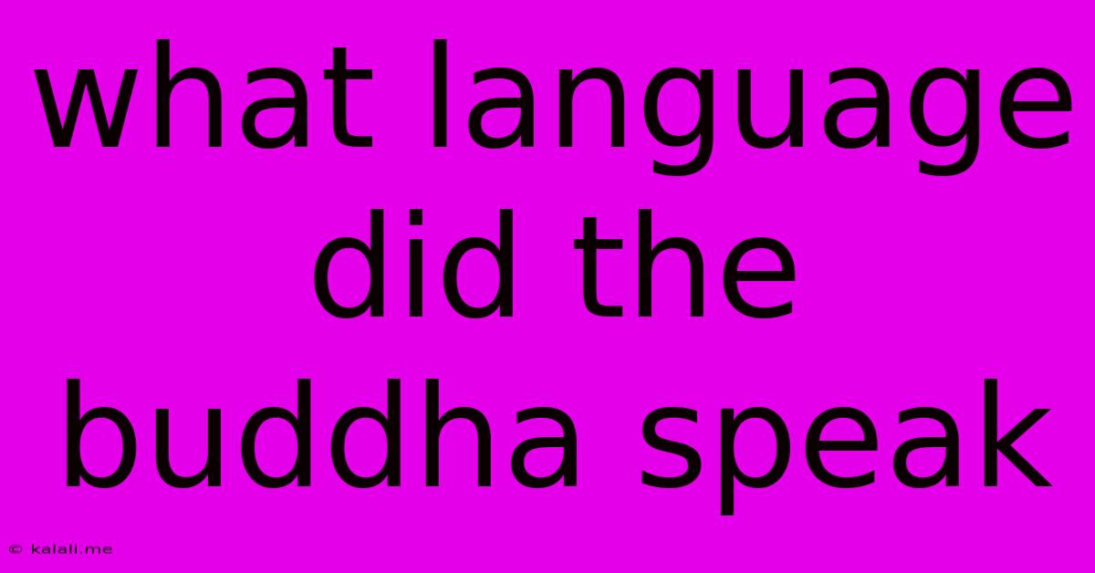 What Language Did The Buddha Speak