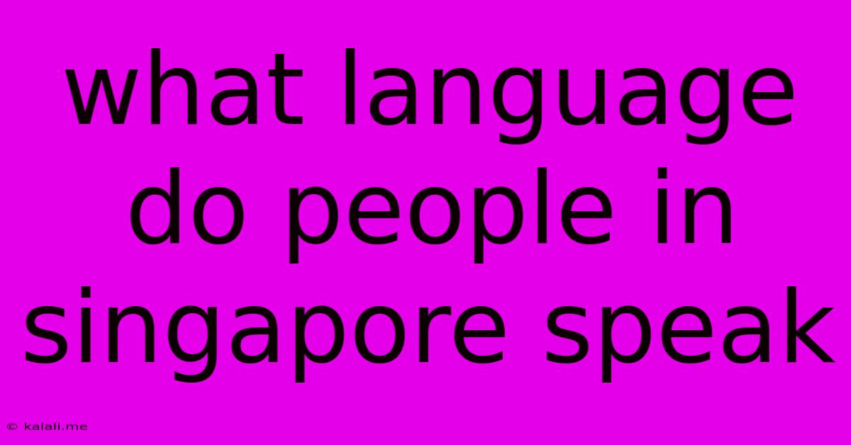 What Language Do People In Singapore Speak