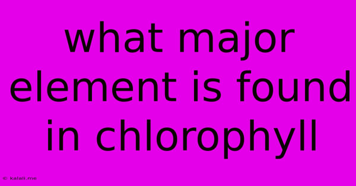 What Major Element Is Found In Chlorophyll