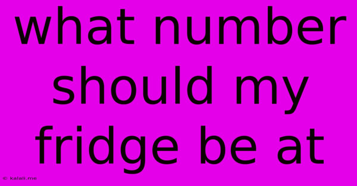 What Number Should My Fridge Be At