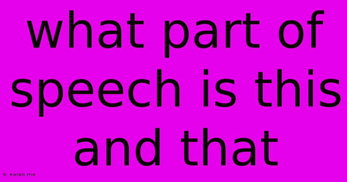 What Part Of Speech Is This And That
