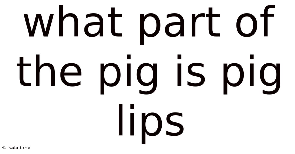 What Part Of The Pig Is Pig Lips