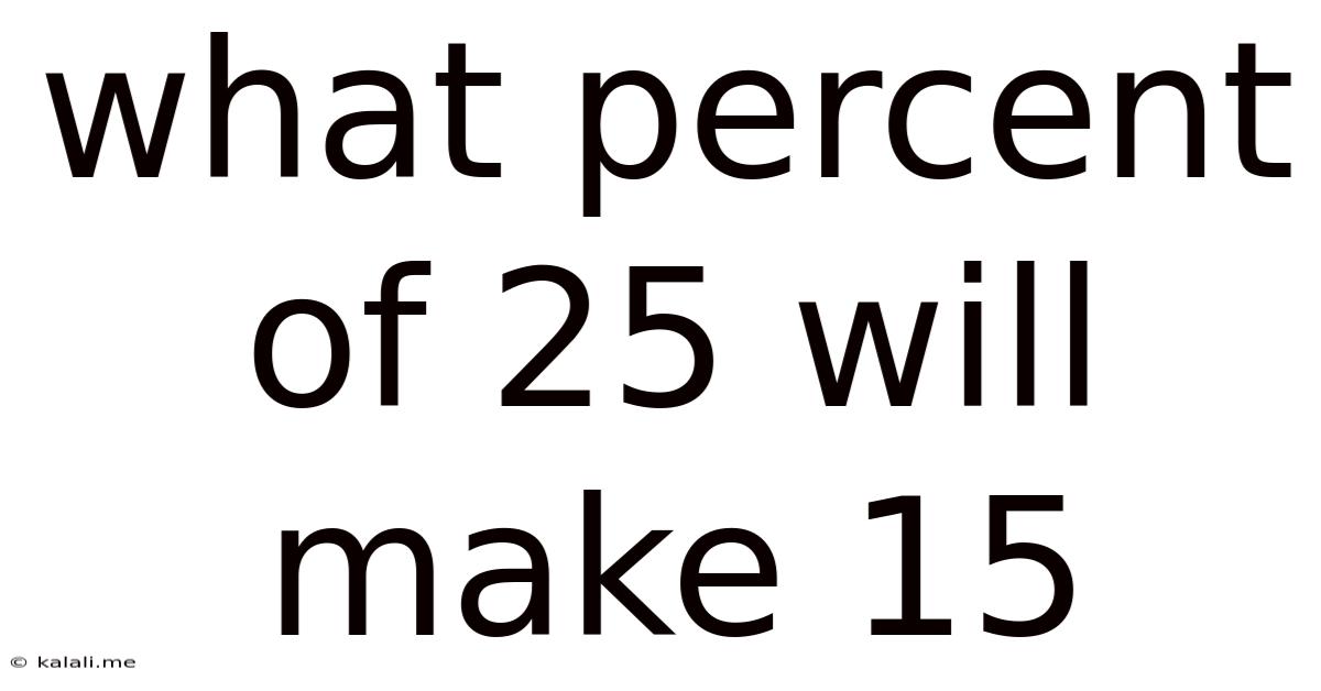 What Percent Of 25 Will Make 15