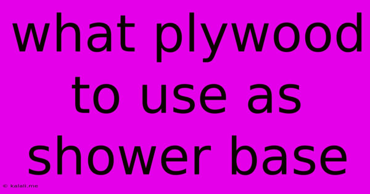 What Plywood To Use As Shower Base