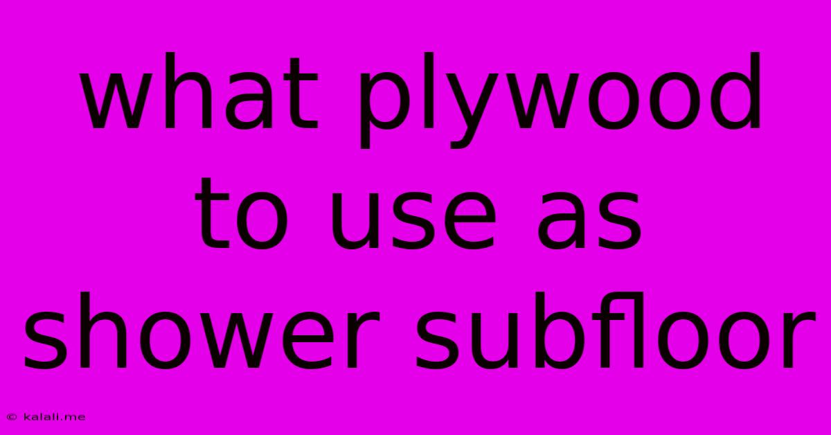 What Plywood To Use As Shower Subfloor
