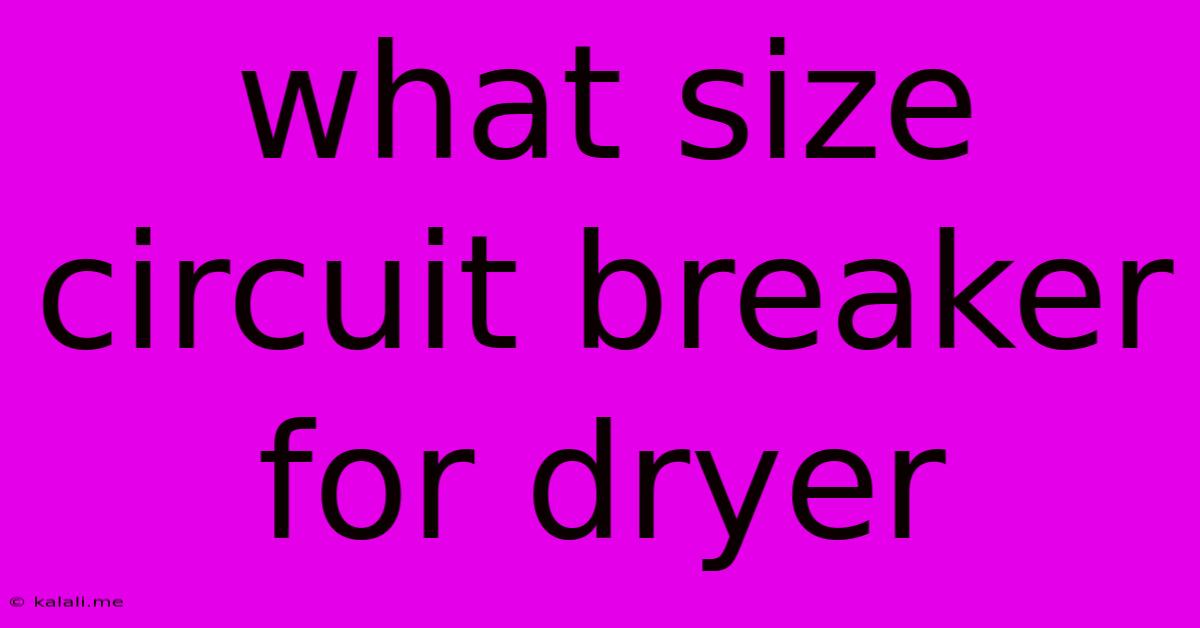 What Size Circuit Breaker For Dryer