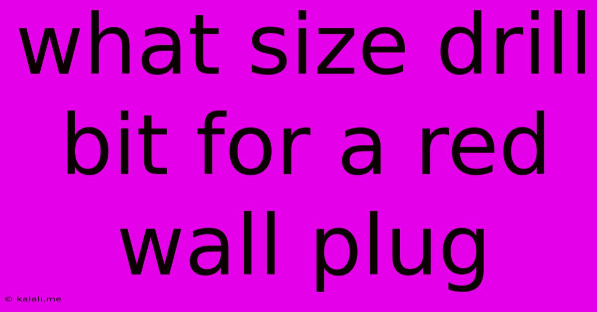 What Size Drill Bit For A Red Wall Plug