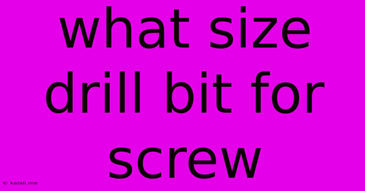 What Size Drill Bit For Screw