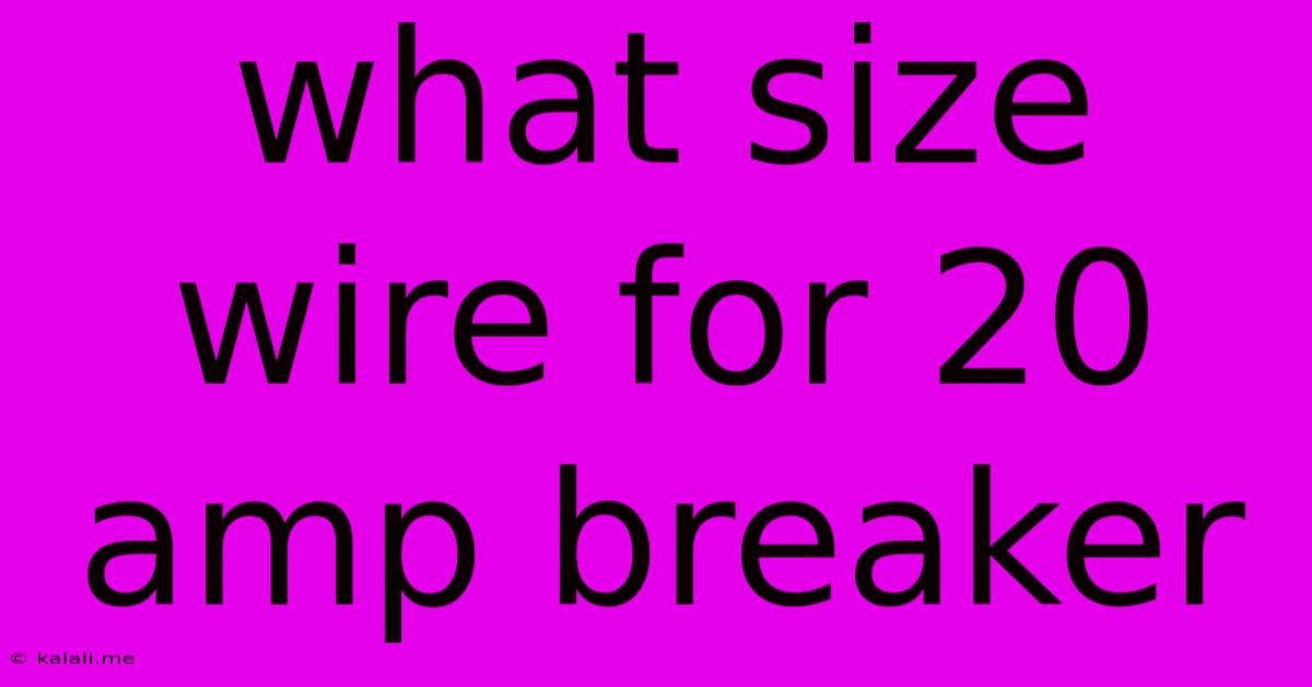 What Size Wire For 20 Amp Breaker