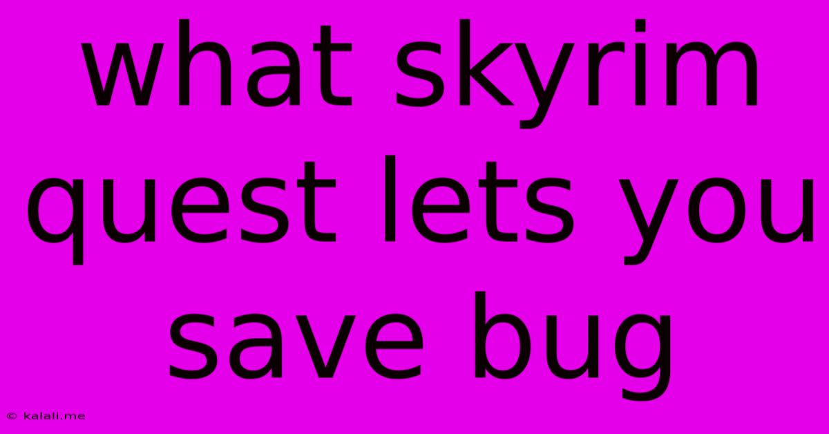 What Skyrim Quest Lets You Save Bug