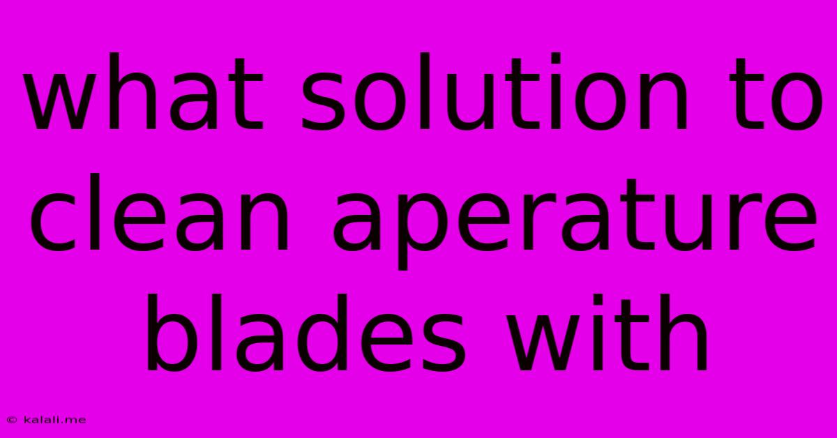 What Solution To Clean Aperature Blades With