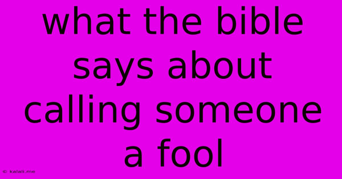 What The Bible Says About Calling Someone A Fool