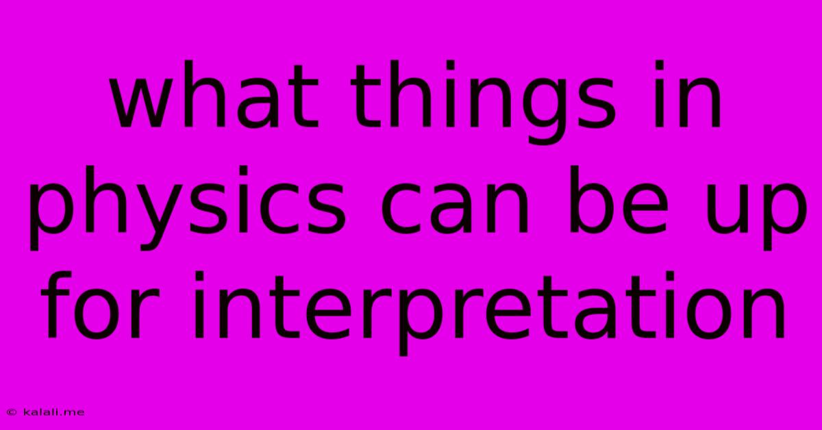 What Things In Physics Can Be Up For Interpretation