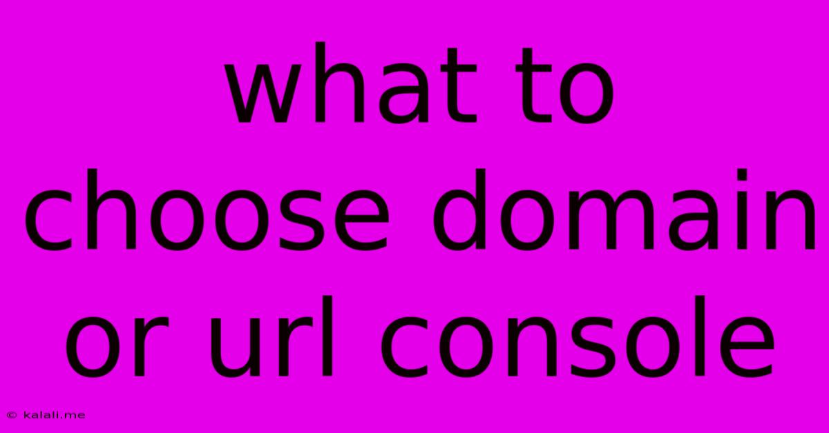 What To Choose Domain Or Url Console