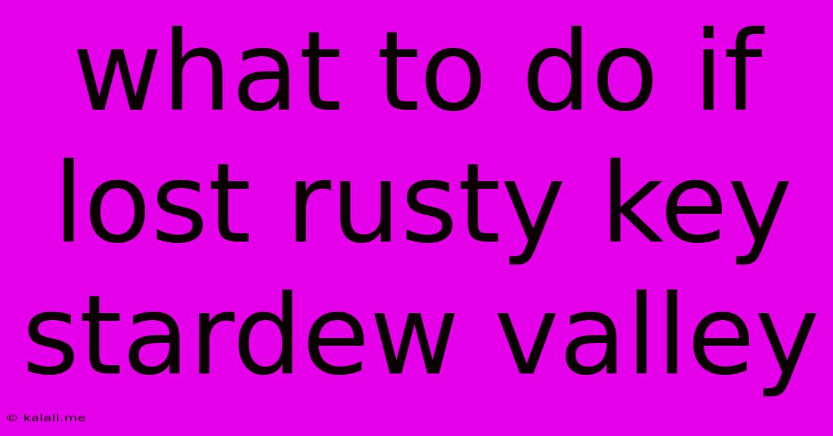 What To Do If Lost Rusty Key Stardew Valley