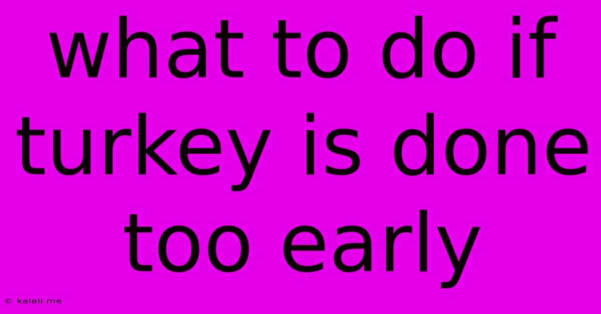 What To Do If Turkey Is Done Too Early
