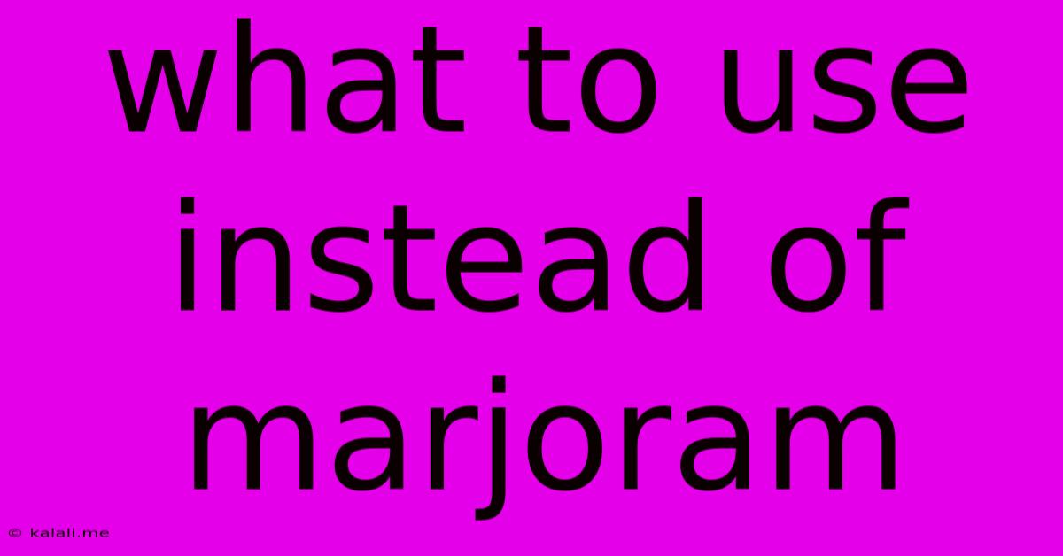 What To Use Instead Of Marjoram