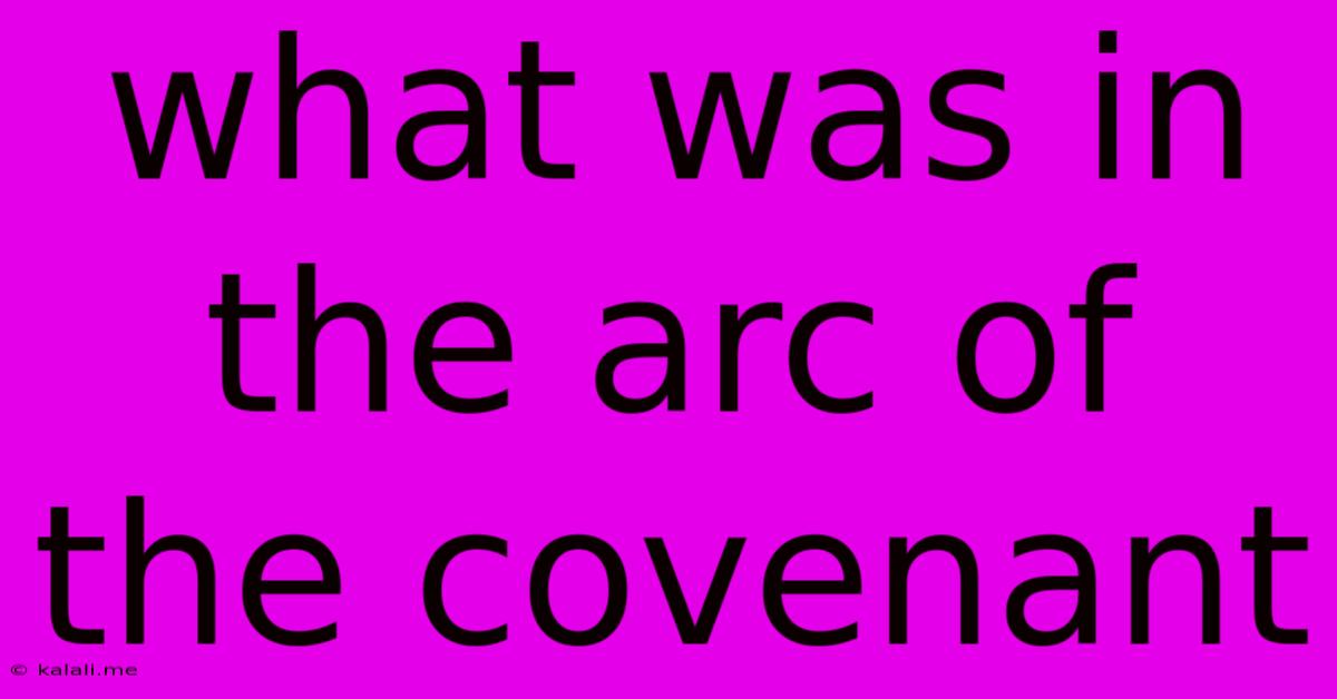 What Was In The Arc Of The Covenant