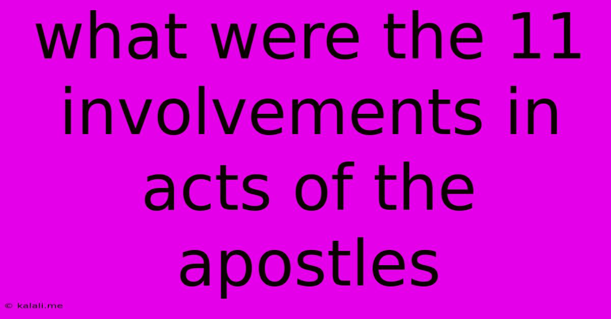 What Were The 11 Involvements In Acts Of The Apostles