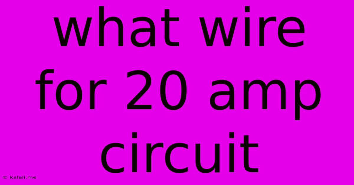 What Wire For 20 Amp Circuit