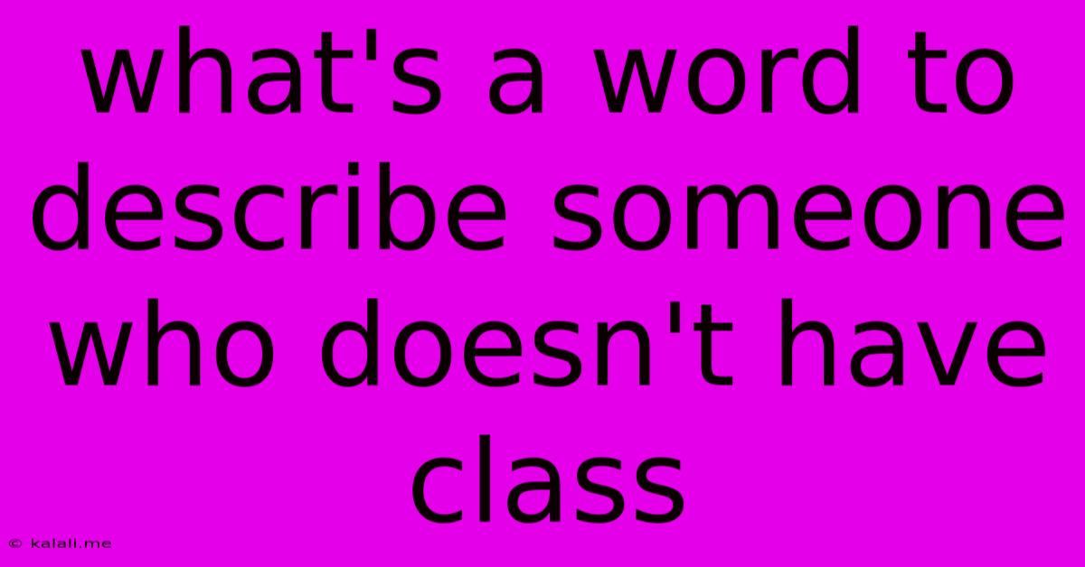 What's A Word To Describe Someone Who Doesn't Have Class