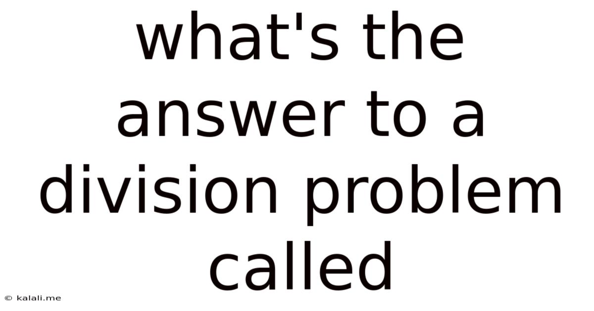 What's The Answer To A Division Problem Called