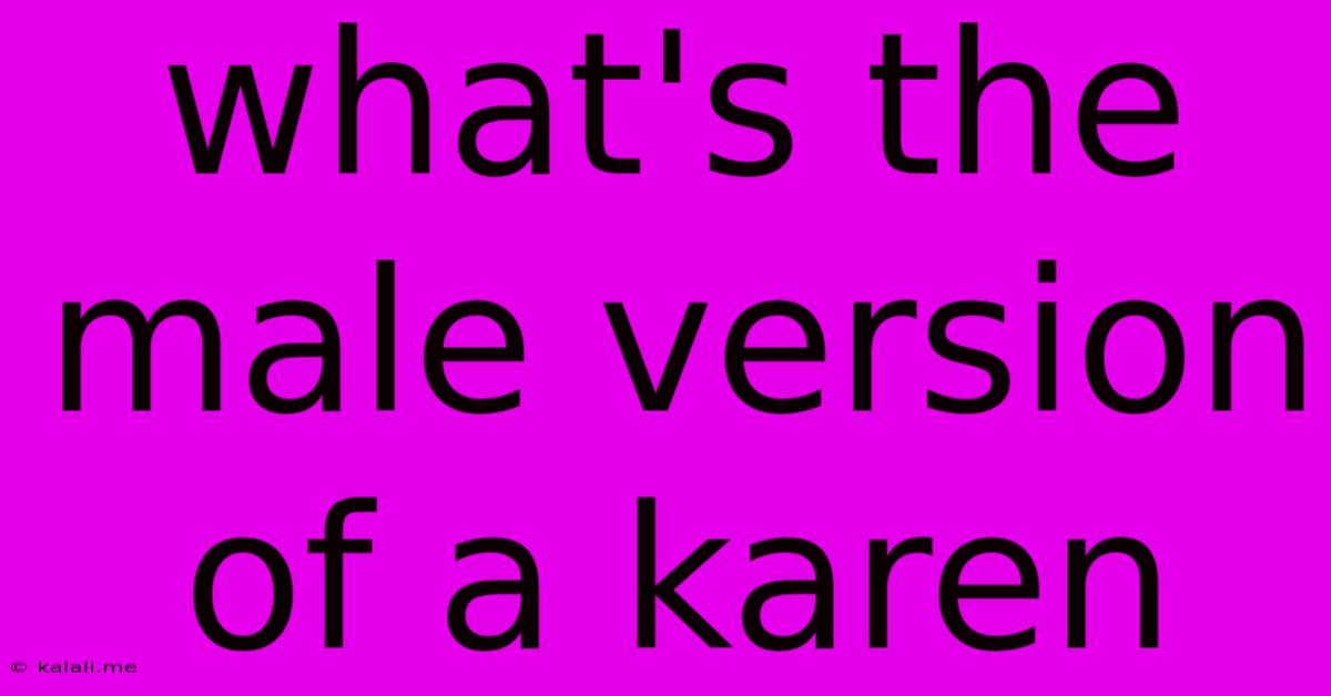 What's The Male Version Of A Karen