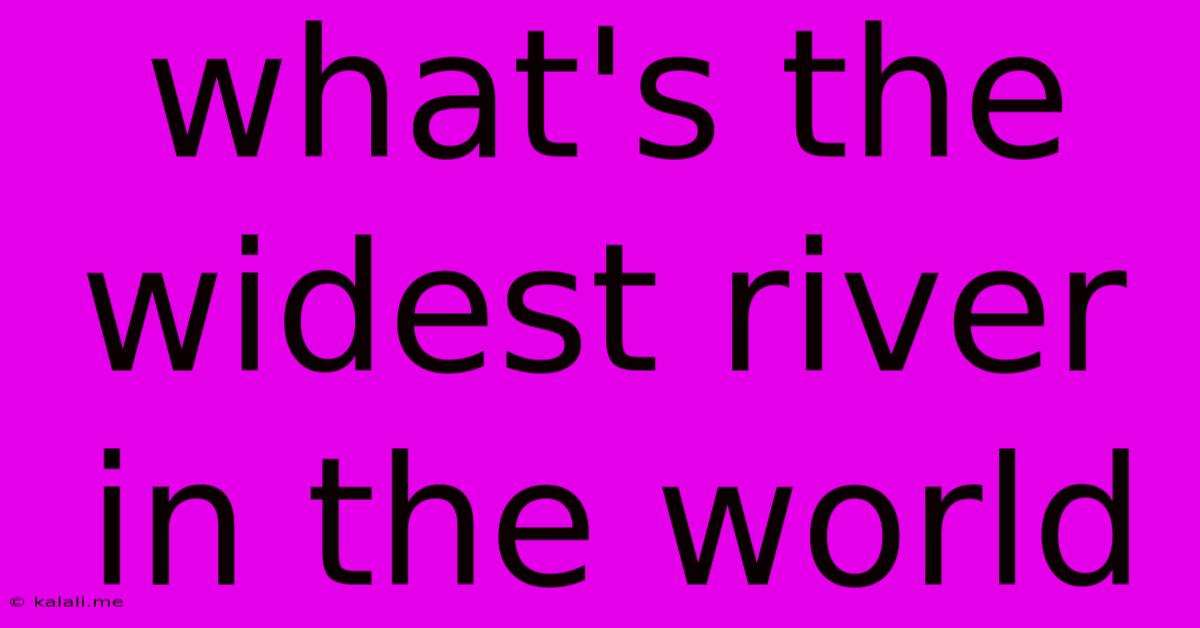 What's The Widest River In The World