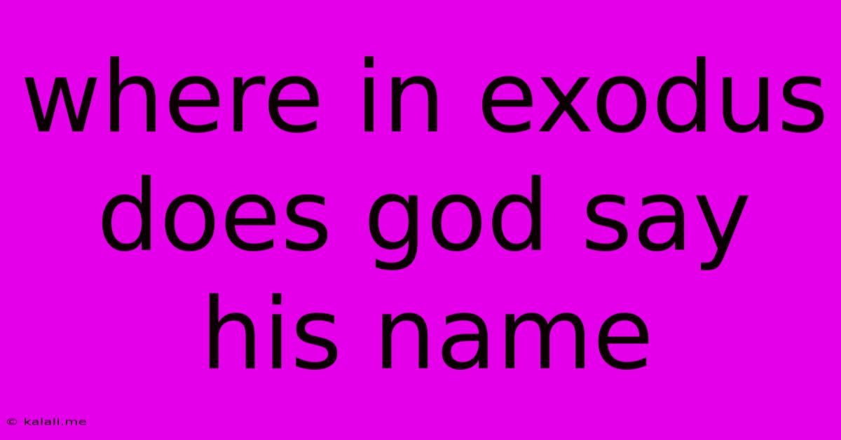 Where In Exodus Does God Say His Name