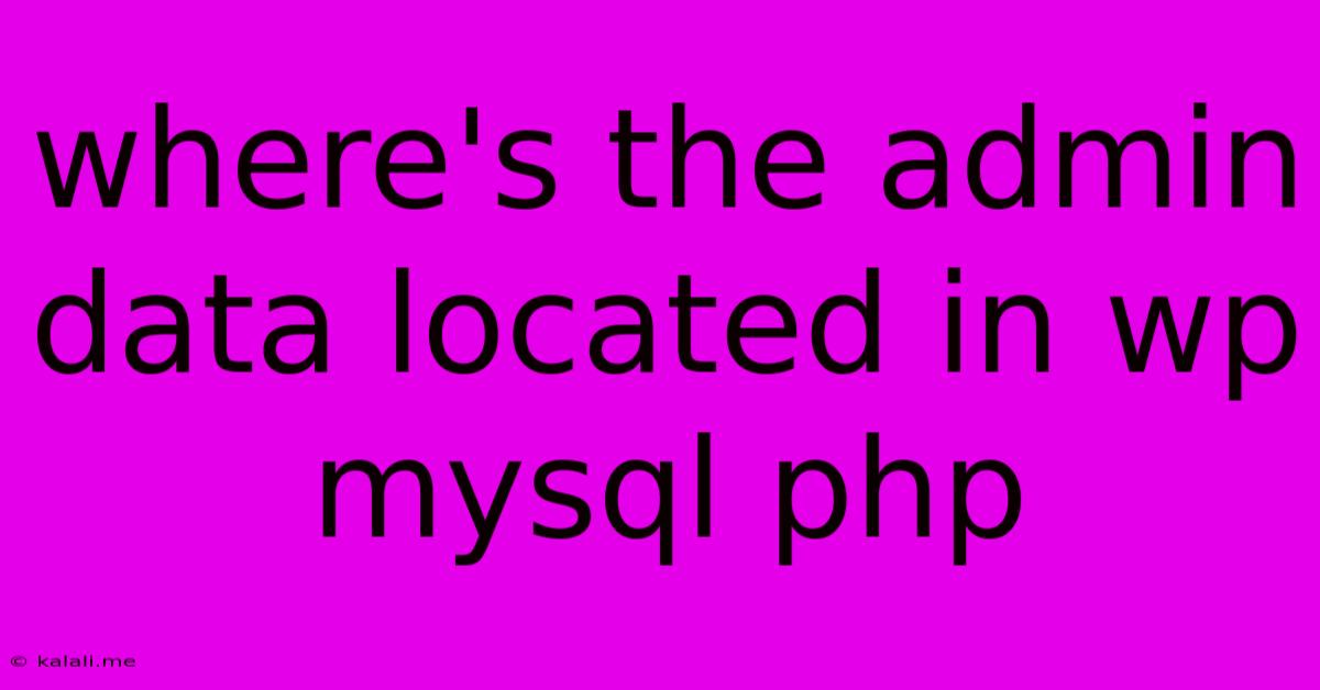 Where's The Admin Data Located In Wp Mysql Php