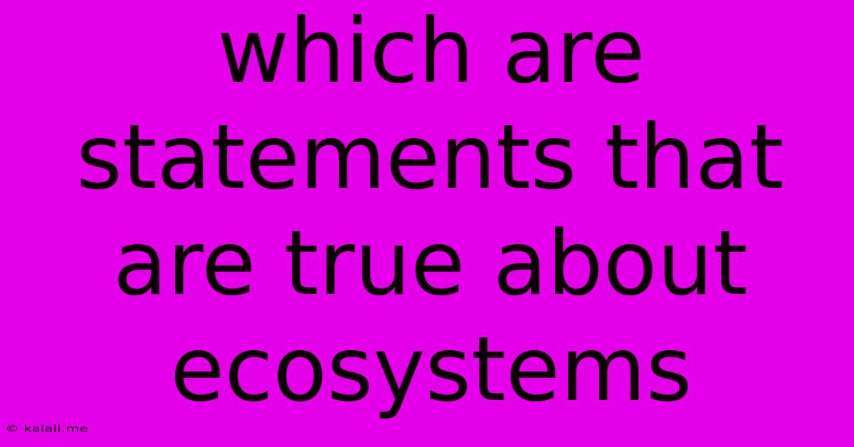 Which Are Statements That Are True About Ecosystems