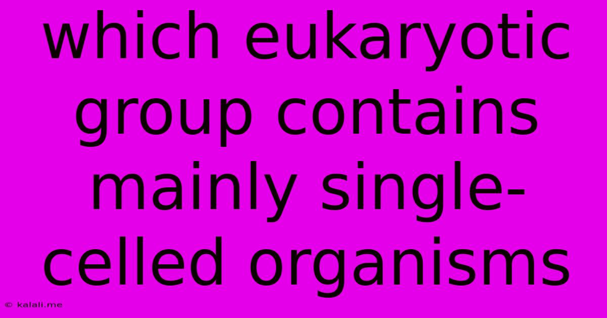 Which Eukaryotic Group Contains Mainly Single-celled Organisms