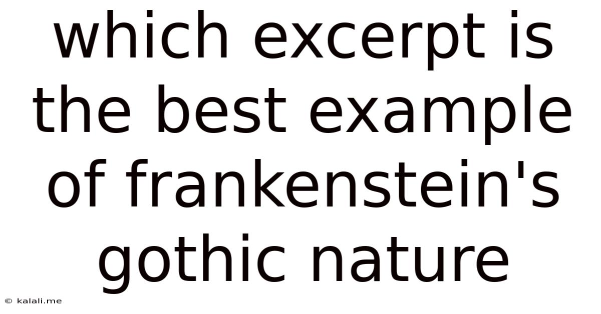 Which Excerpt Is The Best Example Of Frankenstein's Gothic Nature