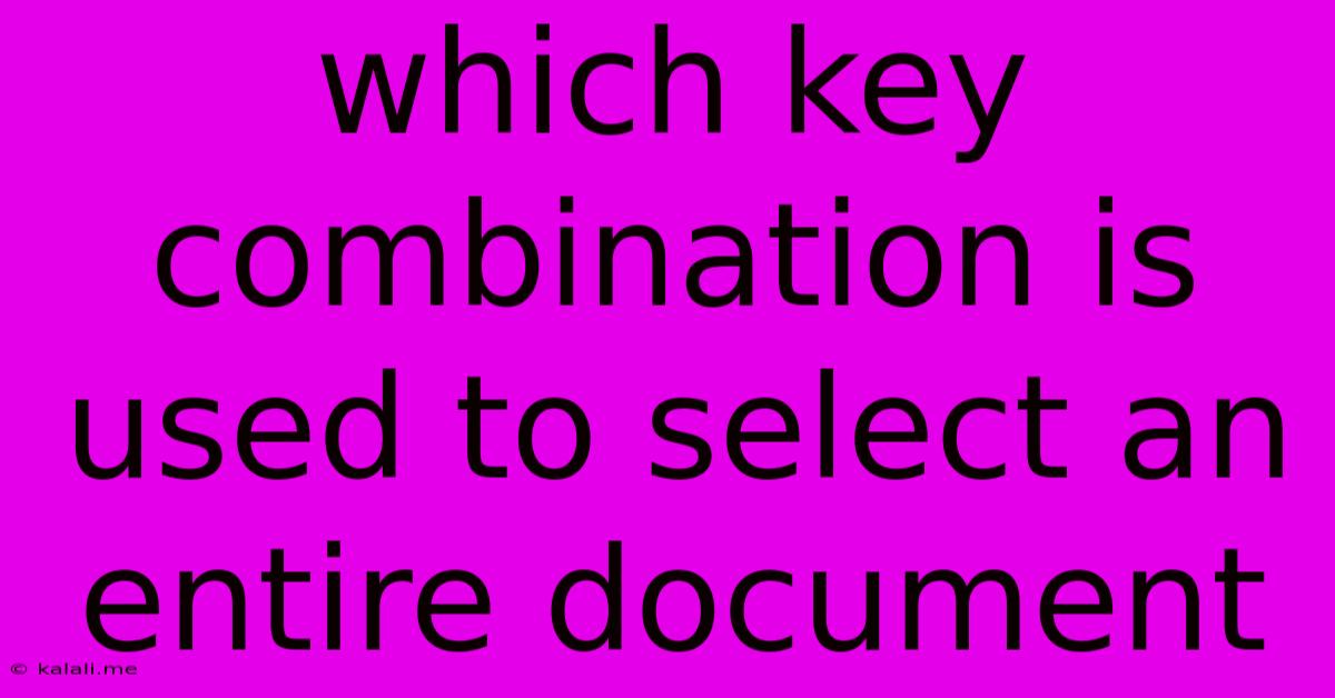 Which Key Combination Is Used To Select An Entire Document