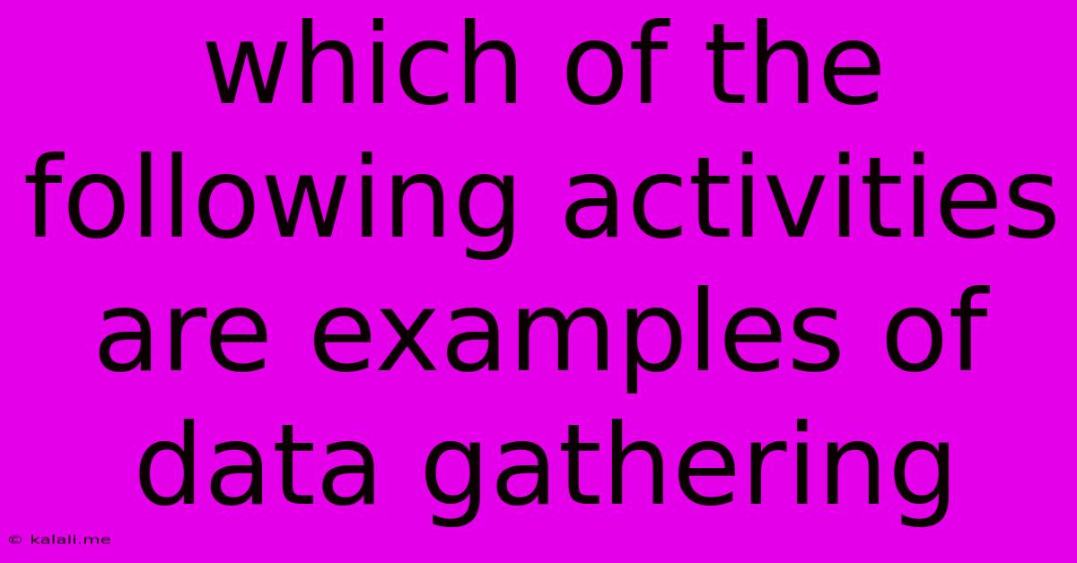 Which Of The Following Activities Are Examples Of Data Gathering