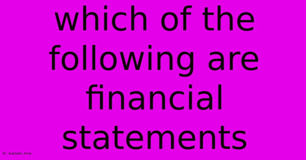 Which Of The Following Are Financial Statements