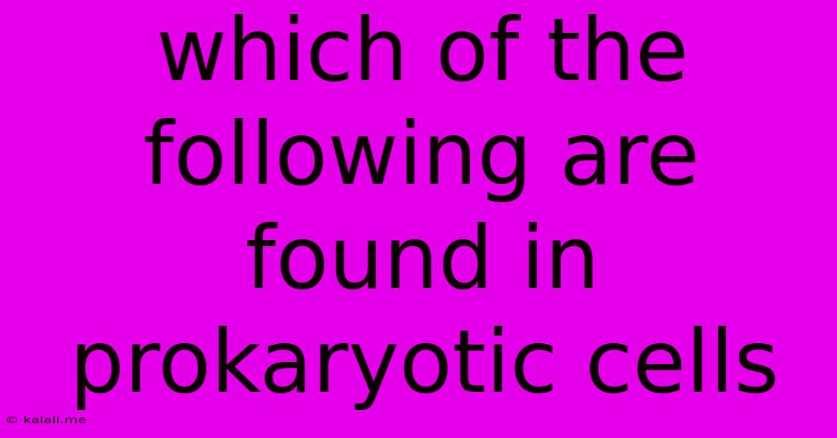 Which Of The Following Are Found In Prokaryotic Cells