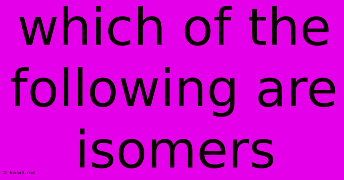 Which Of The Following Are Isomers