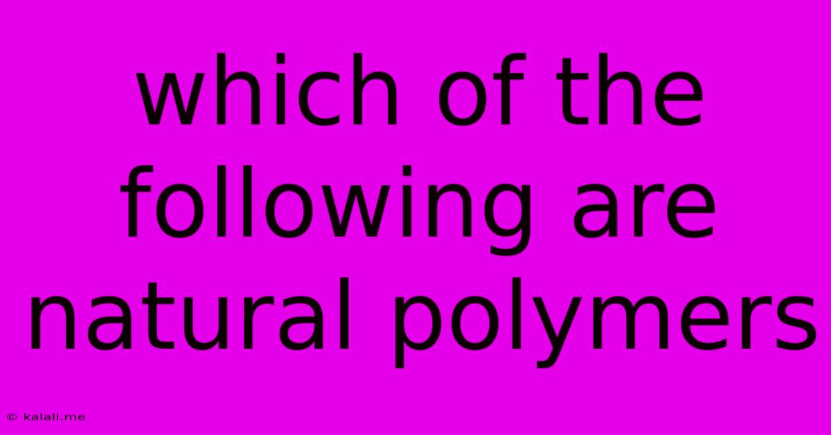 Which Of The Following Are Natural Polymers