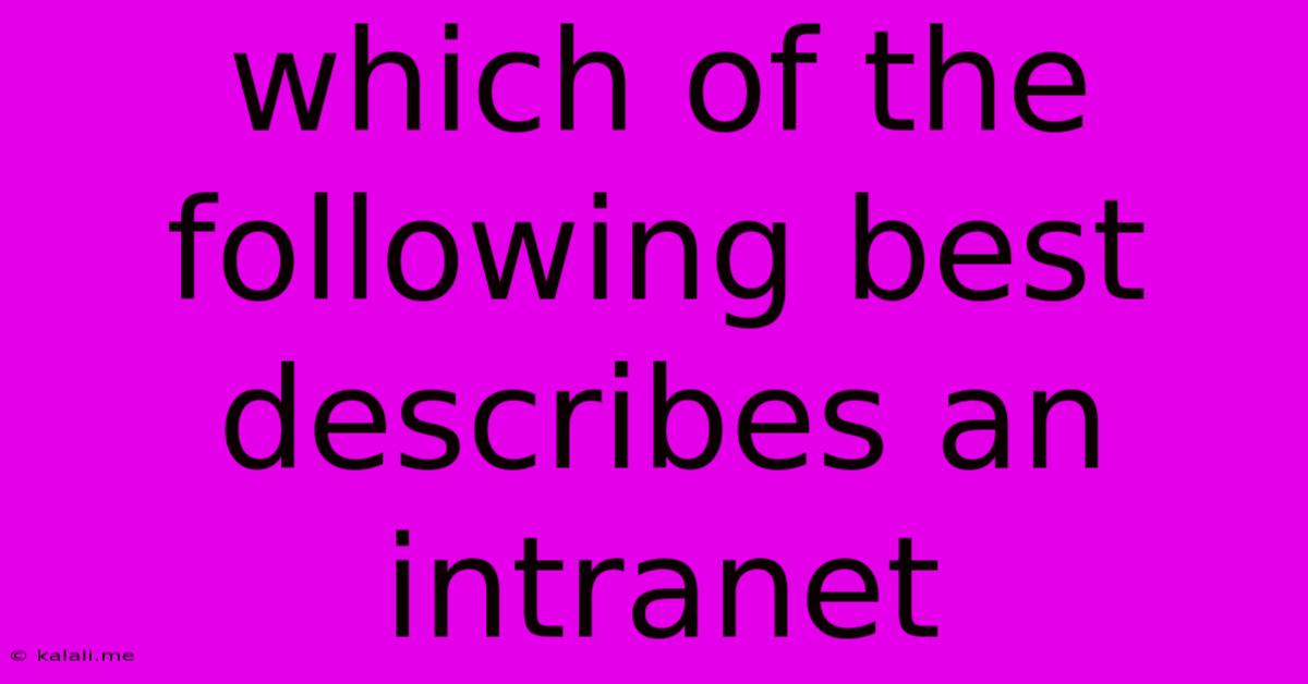 Which Of The Following Best Describes An Intranet