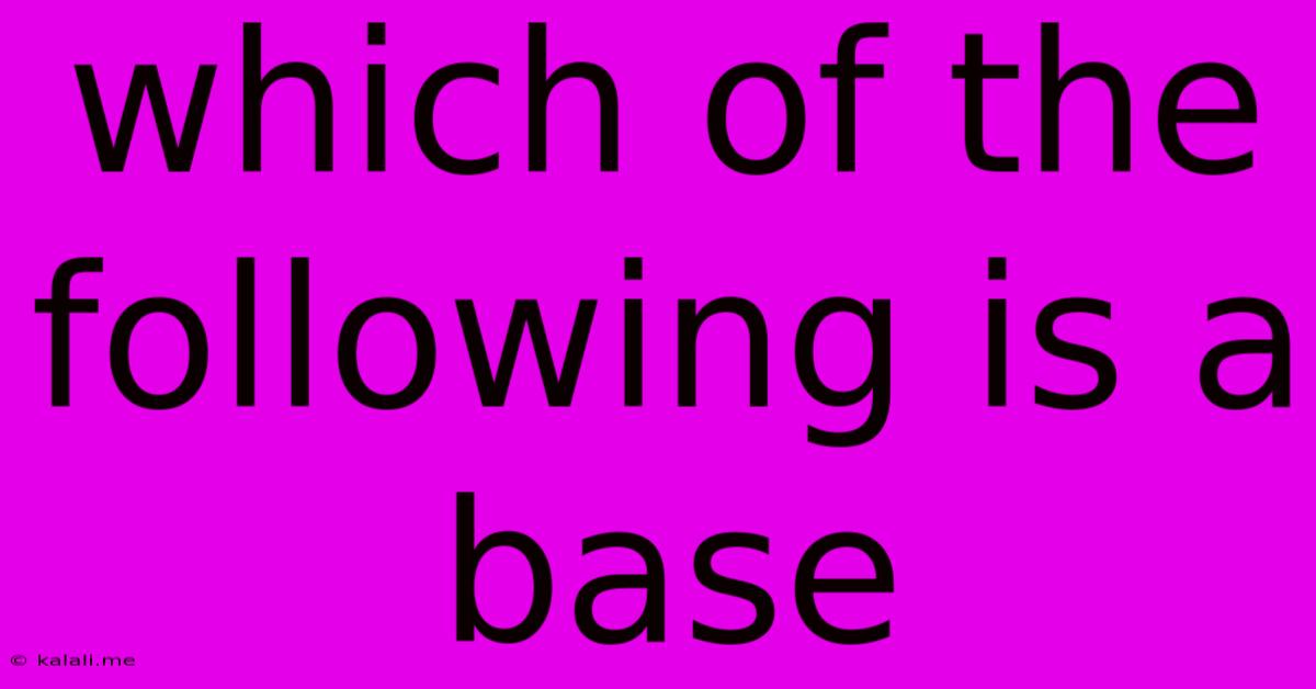 Which Of The Following Is A Base
