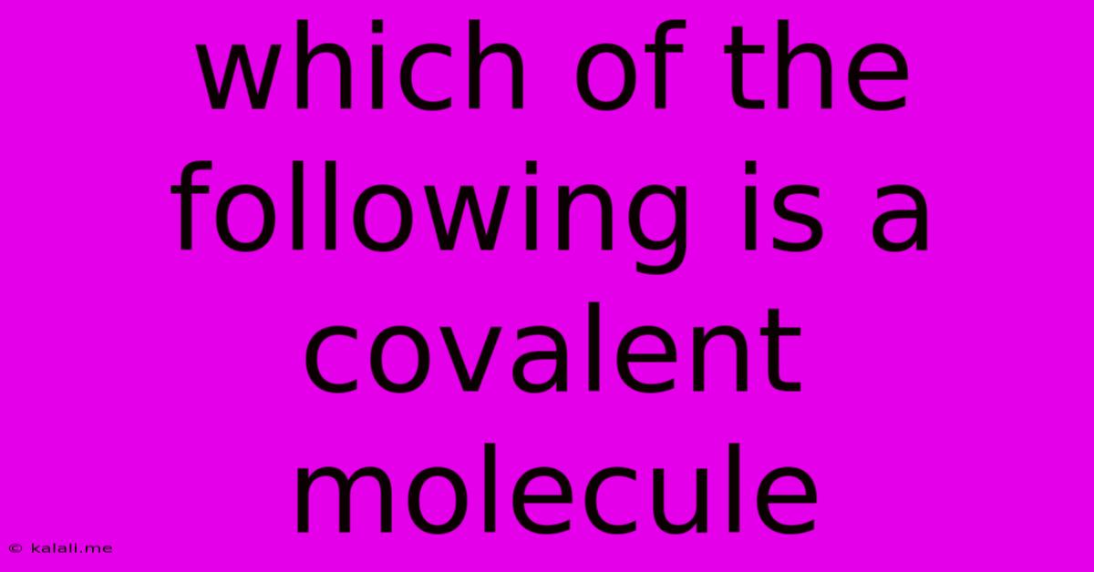 Which Of The Following Is A Covalent Molecule
