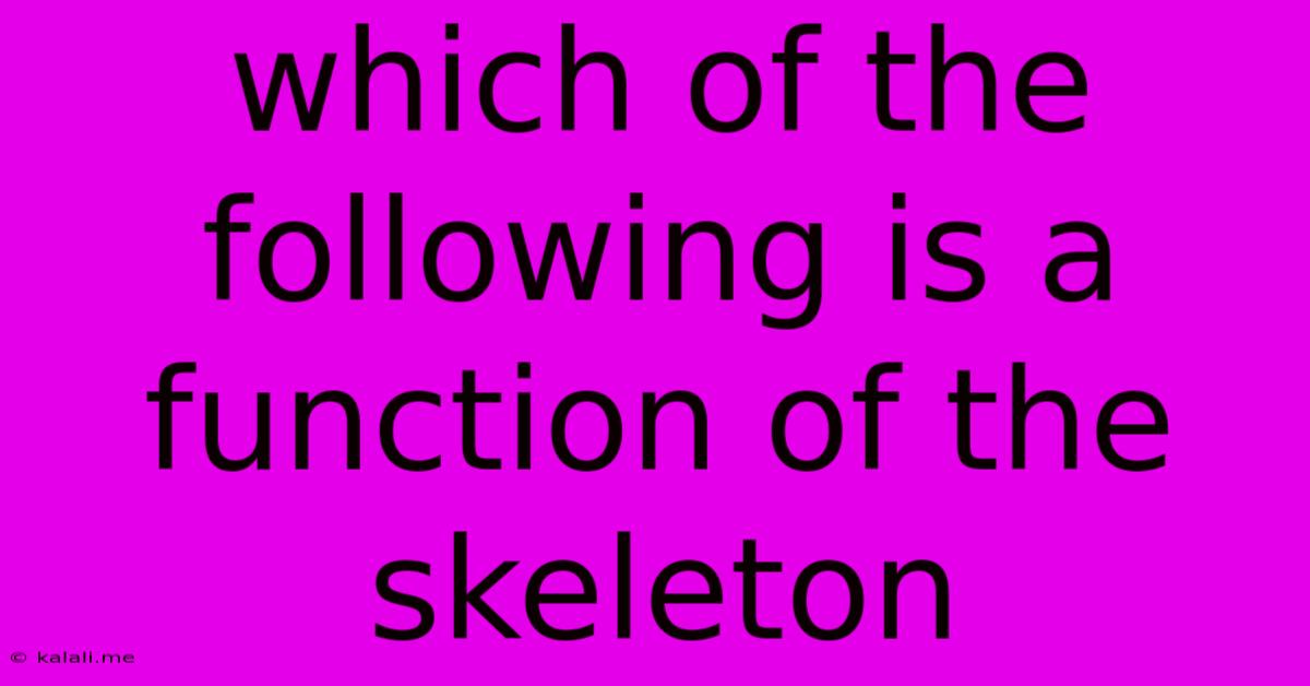 Which Of The Following Is A Function Of The Skeleton