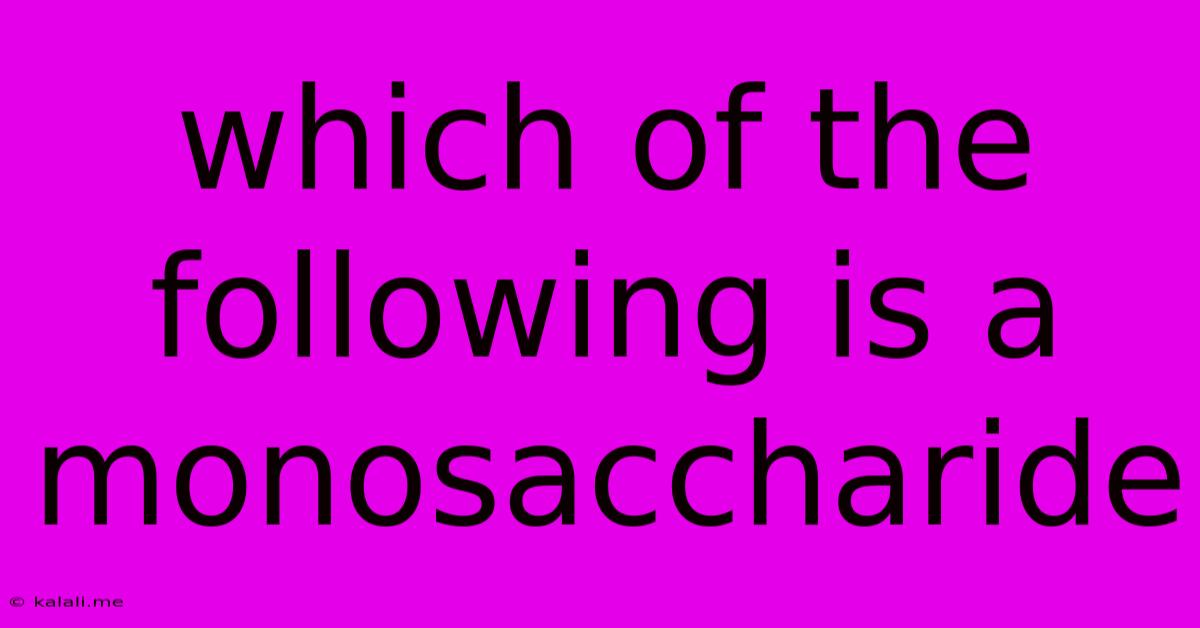 Which Of The Following Is A Monosaccharide