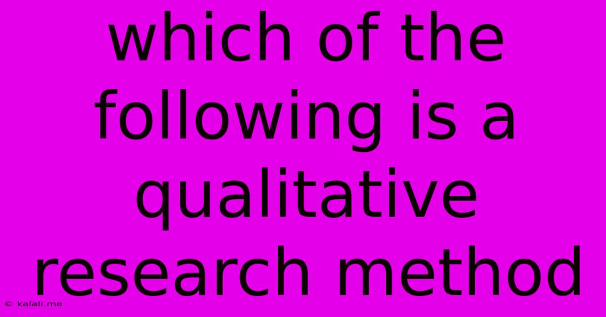 Which Of The Following Is A Qualitative Research Method