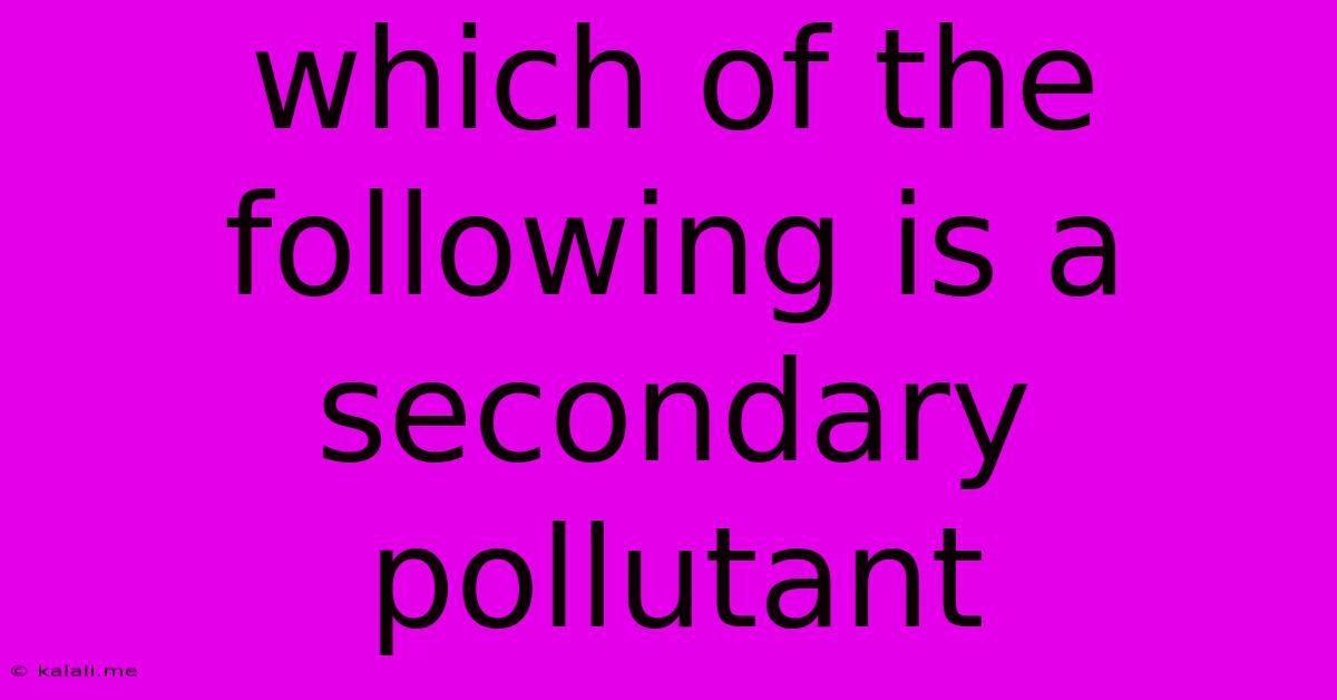 Which Of The Following Is A Secondary Pollutant