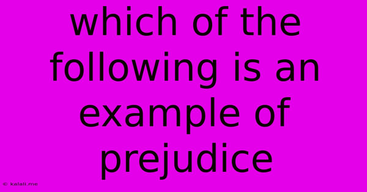 Which Of The Following Is An Example Of Prejudice