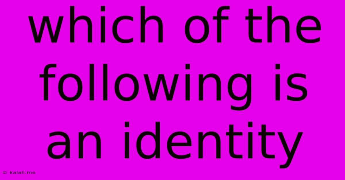 Which Of The Following Is An Identity