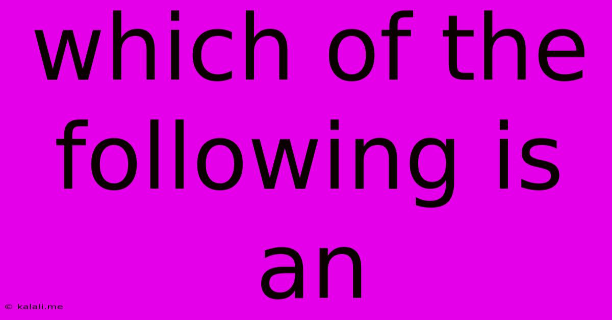 Which Of The Following Is An